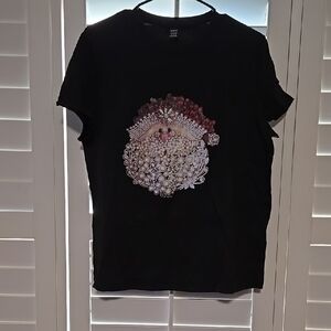 Black T-Shirt with Santa Graphic